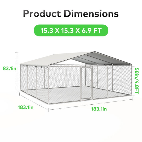 View of Brayden Studio® TIME RAY 15x15 ft Outdoor Dog Kennel,Outside Heavy Duty ...